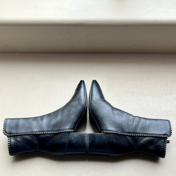 Aquatalia Black Leather Block Heel Studded Ankle Boot w/ Zip Size 7 ($550 New) - Picture 5 of 16